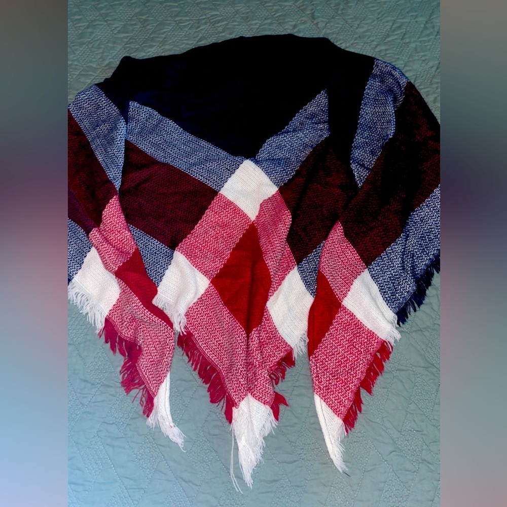 Red, white, and blue shrug